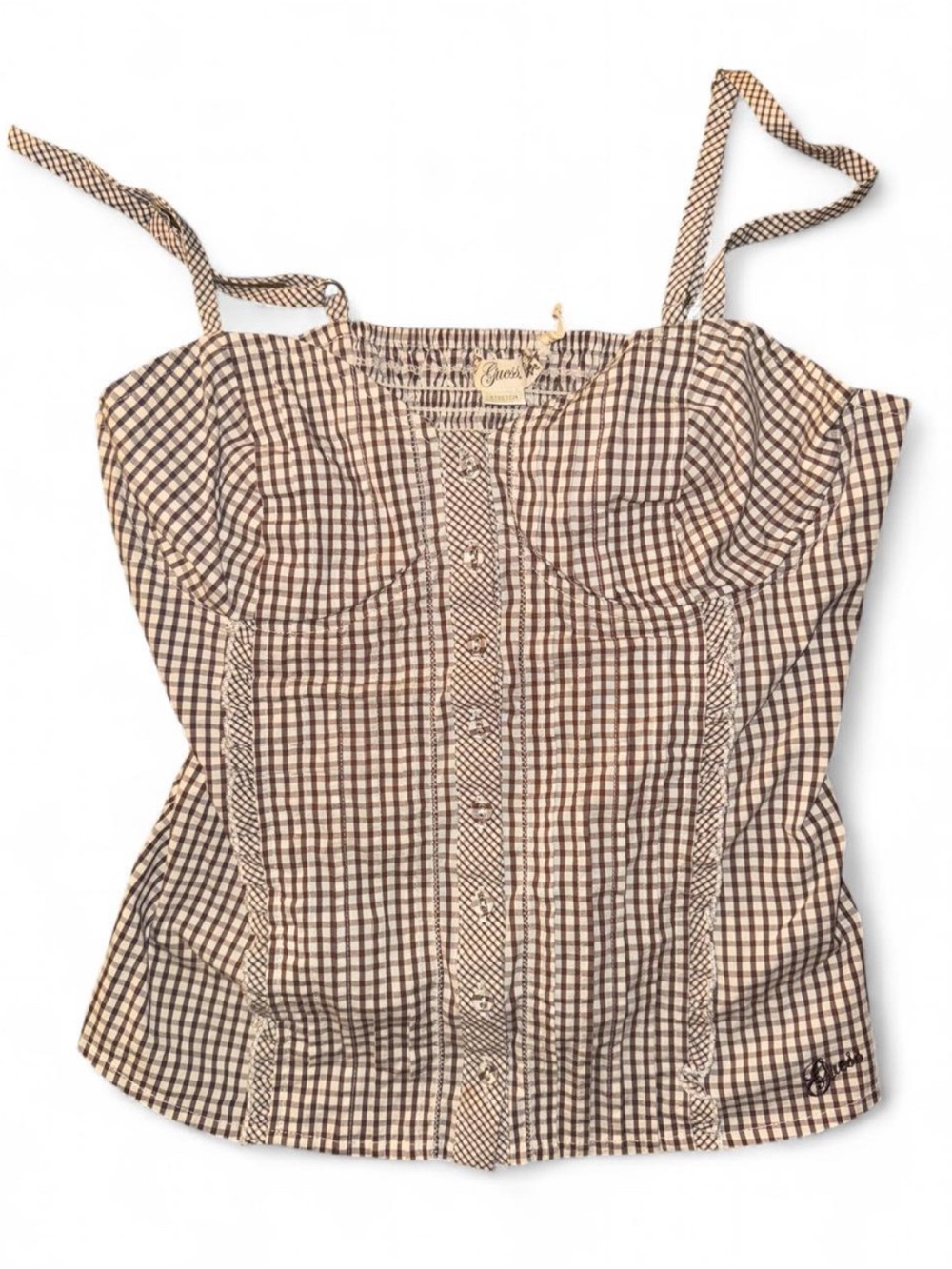 Vintage Y2K guess Brown Gingham Bustier Top